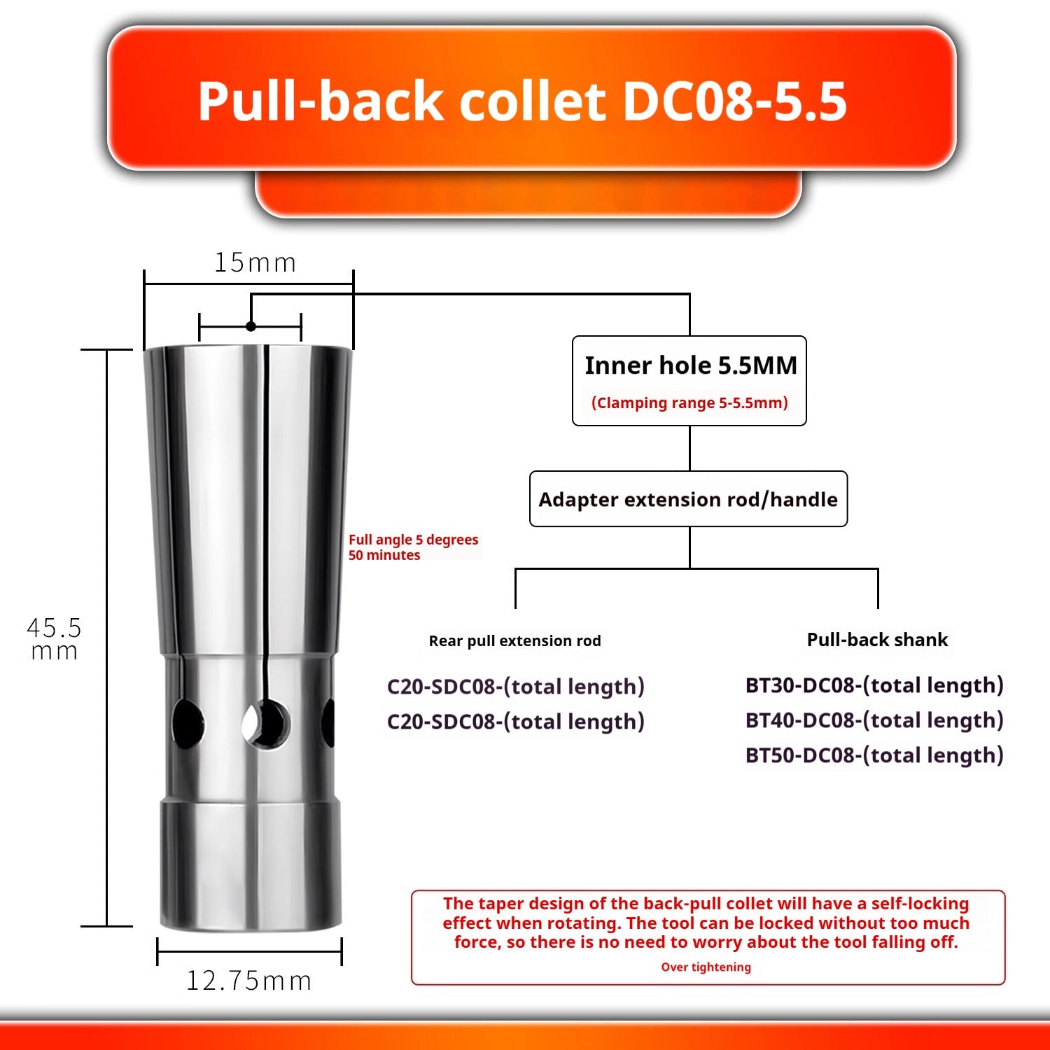 6026 Pull Back Collet DC4 DC6 DC8 DC12 Pull Back Collet Spring Collet Taiwan High Precision Latch Shandong Denso Pricision Tools Co.,Ltd.